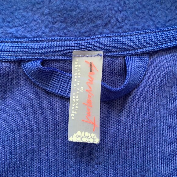 Free People Movement So Fly Half Zip Pullover Fleece Crop Jacket Blue Size XS - Picture 7 of 9